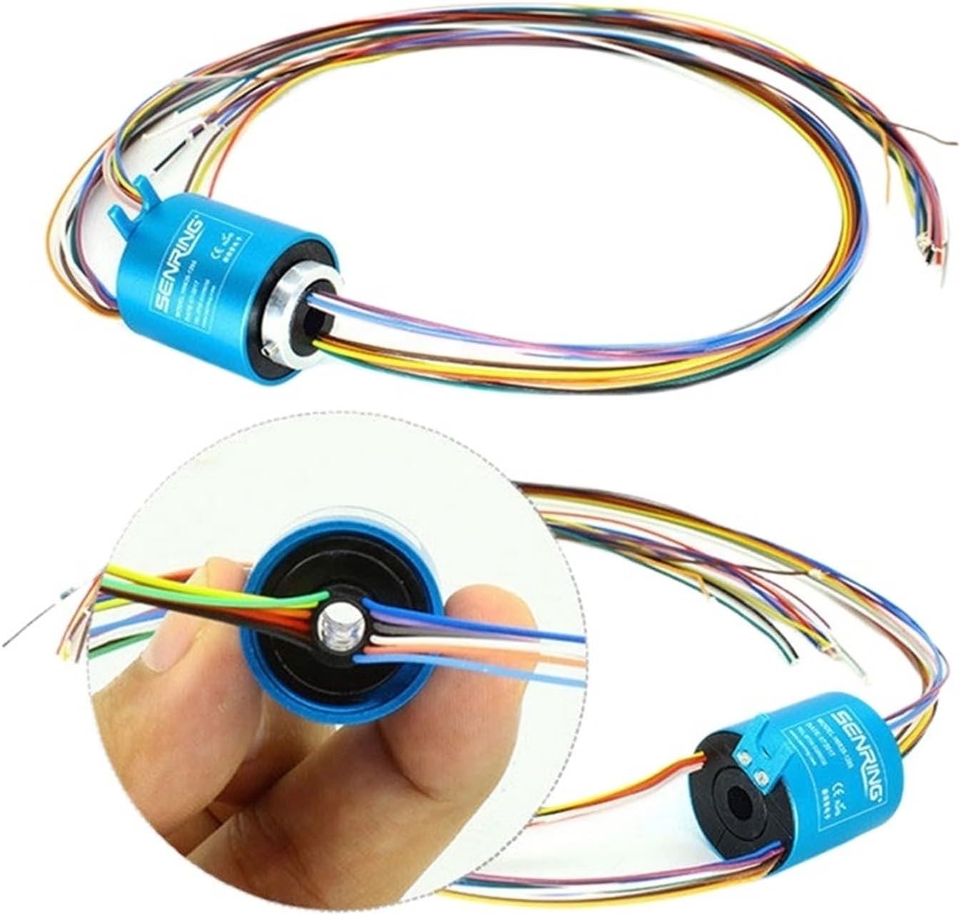 Slip Ring Rotor Hole Bore 8mm OD Size 35mm Through Hole Slipring for 6 12 Wires 5A Current(12circuits 5A)