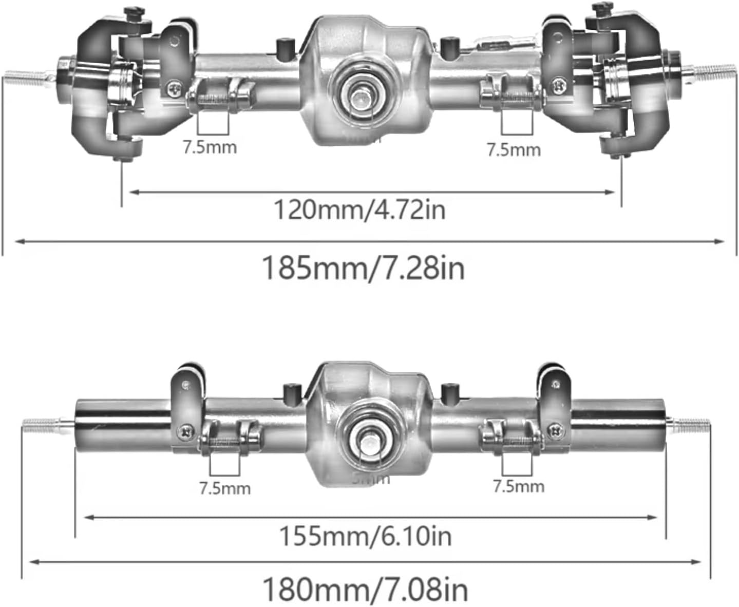 Rc Front Rear Axle for MN for MN128 1/12 RC Car Upgrade Accessories Aluminum Alloy Front Rear Axle Differential Assembly Red for Silver(Red)
