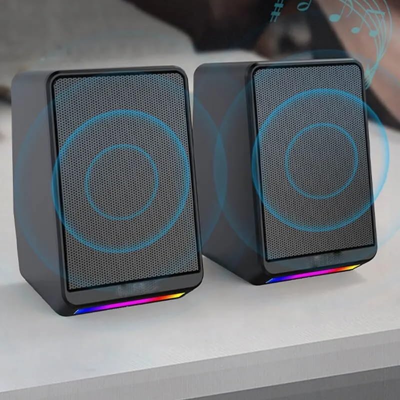 Wired Desktop Speakers 3.5mm Stereo Surround Music RGB Gaming Sound Bar for Computer PC Loudspeakers