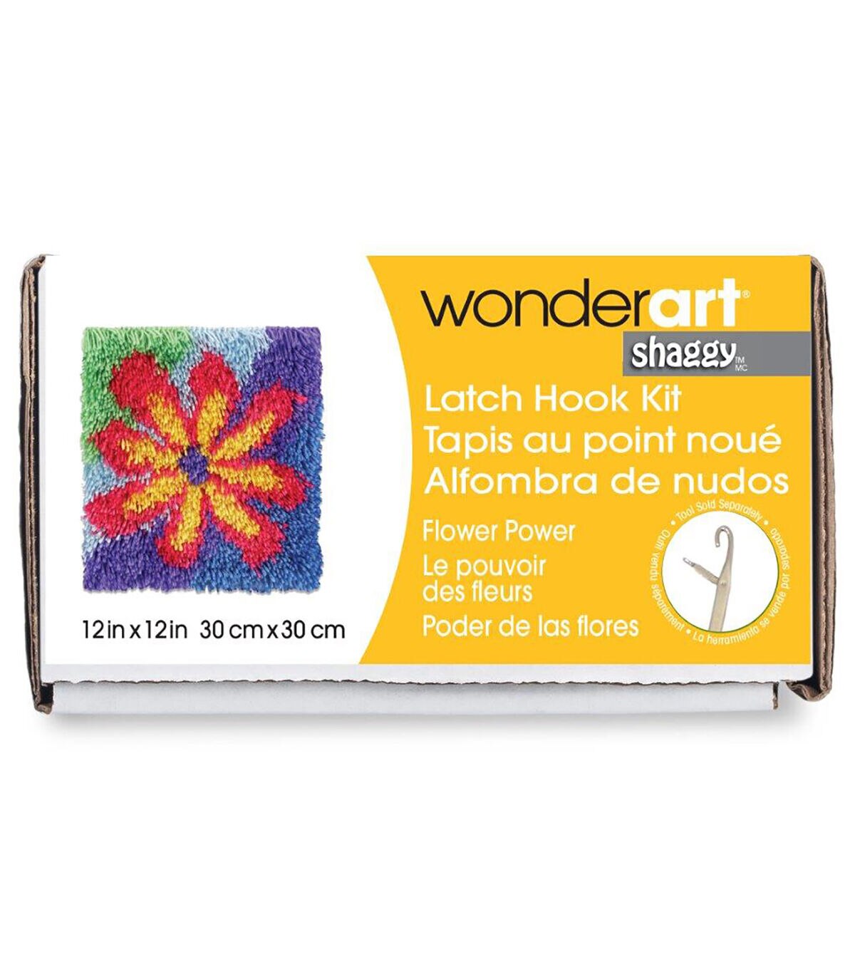 Shaggy Latch Hook Kit 12X12 Flower Power