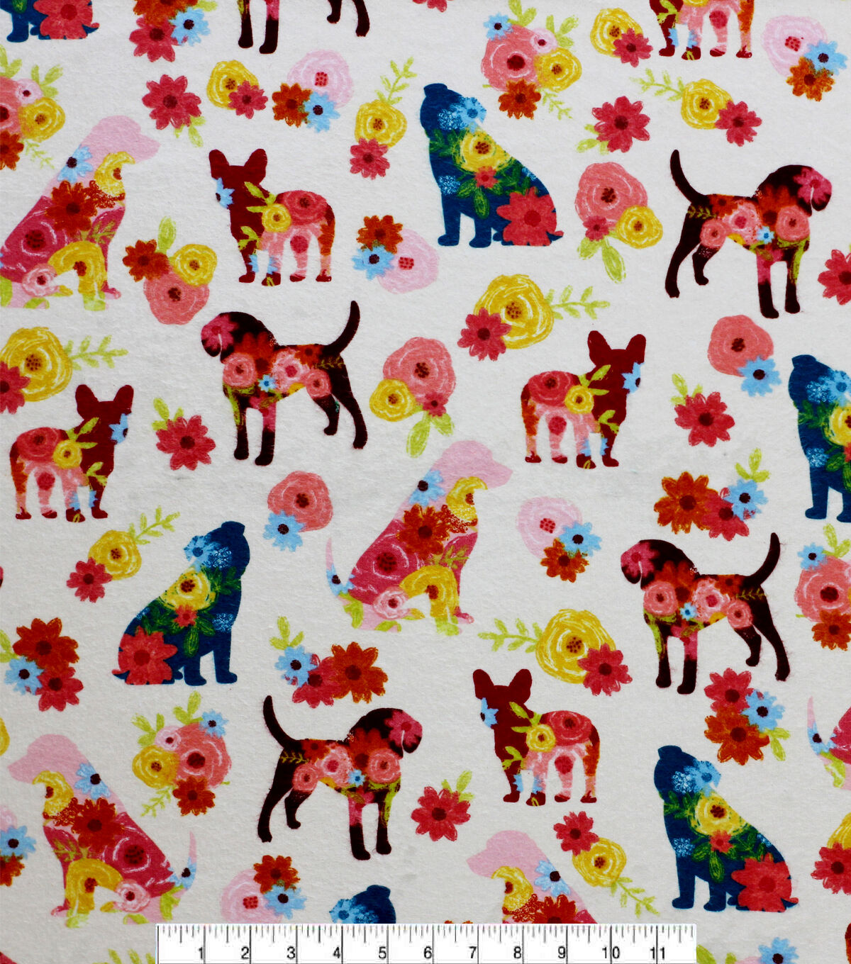Floral Dogs Super Snuggle Flannel Fabric