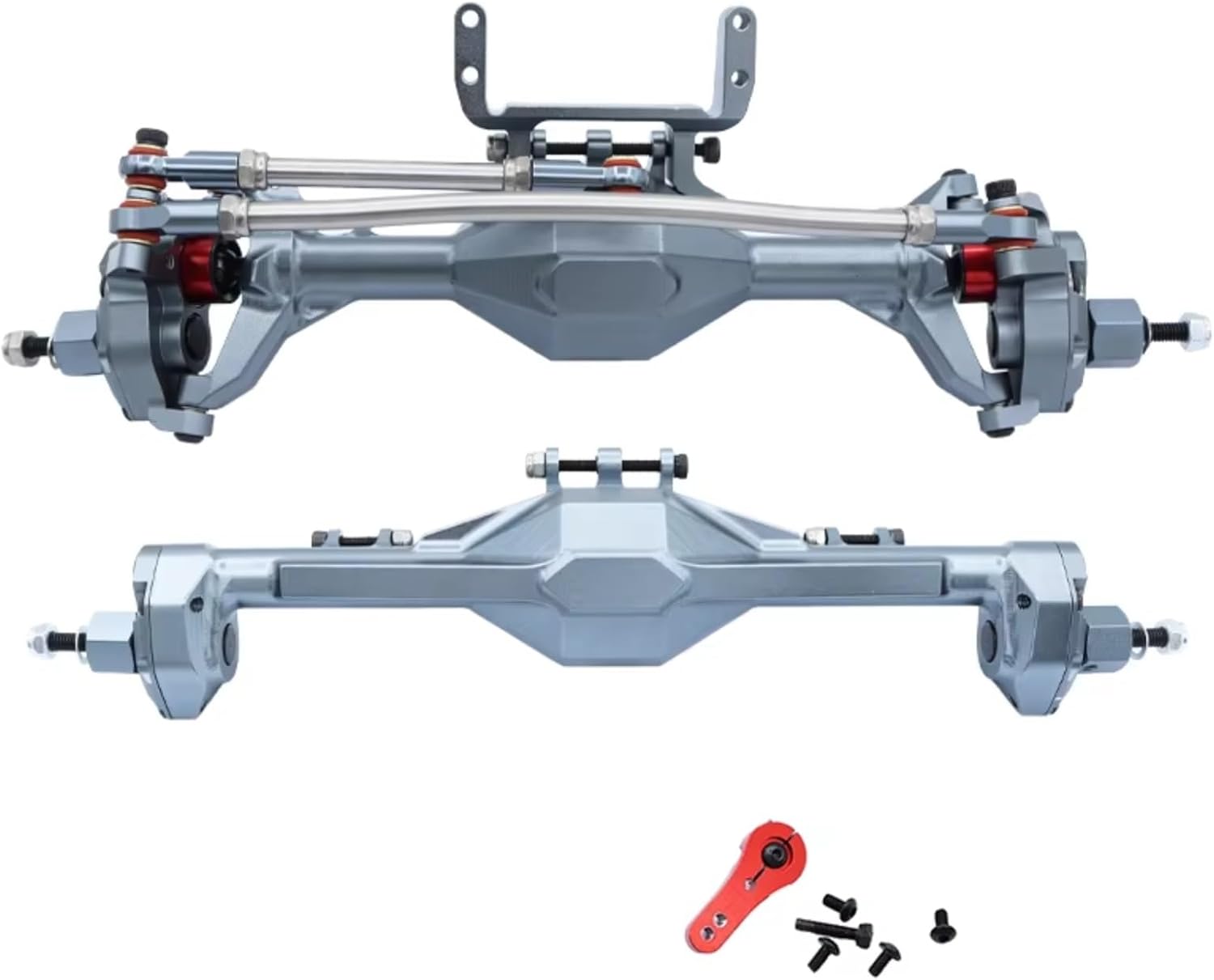 RC Axle Models For Axial For SCX10 II For RGT 86100 For Redcat GEN8 1/10 Front Rear Portal Axle CNC Machined Aluminum Integrated RC Crawler Car(Gray,1set)