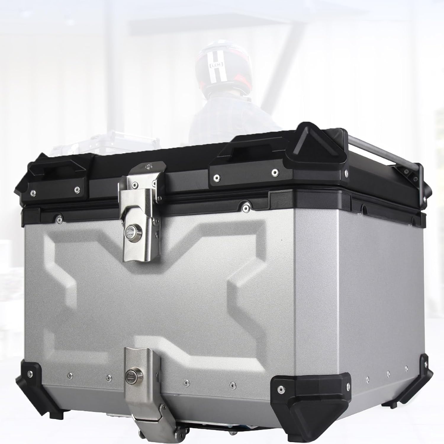 Storage Luggage Trunk,Motorcycle Top Box, Waterproof Motorcycle Top Box,Aluminum Tail Storage Tool Helmet Box,Waterproof and Shock Absorption,for Motorcycle Scooter with Mounting Hardware (Color