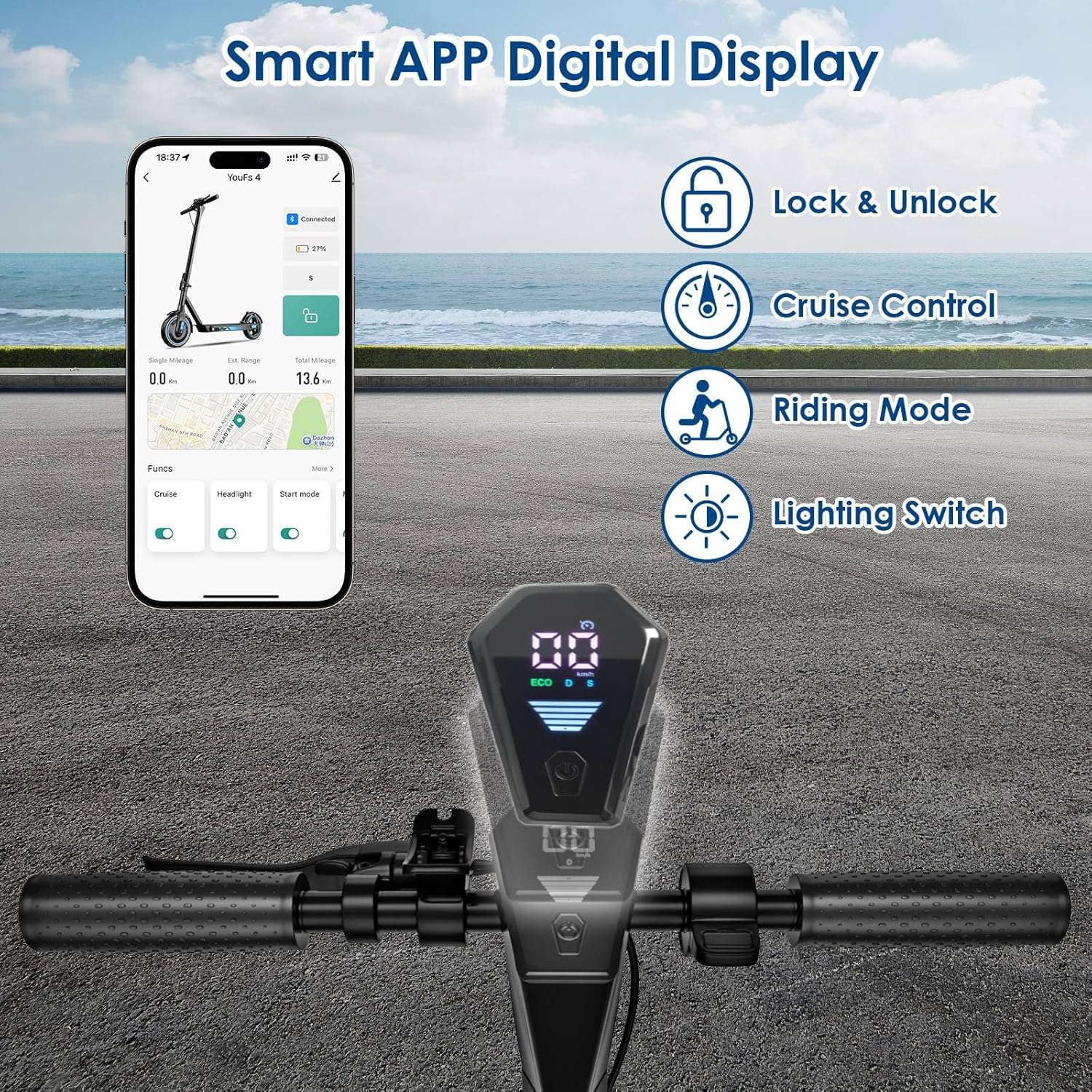 Electric Scooter for Adults,350W/500W/600W Powerful Motor,8.5/10” Tires,Up to 19/25 MPH,15/22/28 Mile Range,Dual Braking System,Foldable Lightweight EScooter for Young,Max Load 265 LBS,APP Control