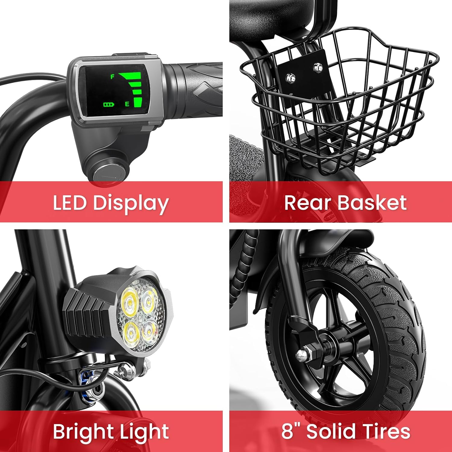 48V/36V Electric Scooter with Seat, Adult E Scooters with Seat, 372W-750W Motor, 6-20 Miles, 18.75mph/17.4mph/11.18mph, Electric Scooter for Adults, Dual Brakes, 14