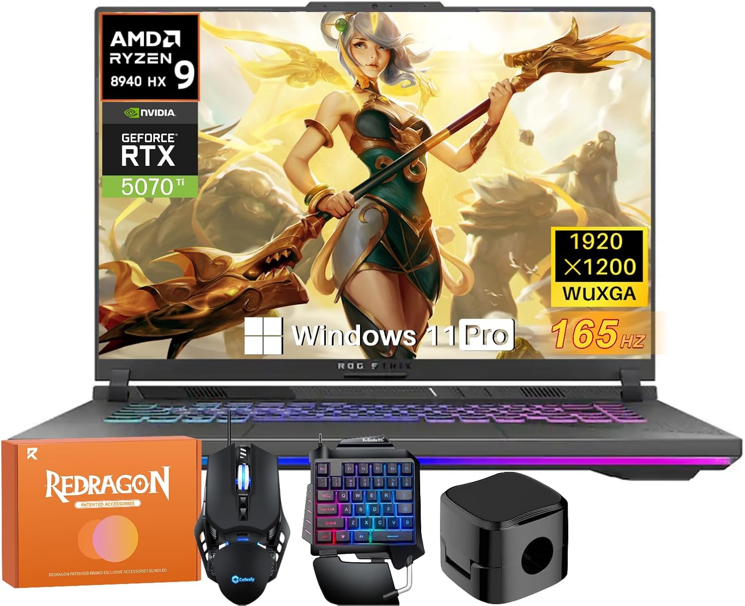 ASUS ROG Strix G16 Gaming Laptop, AMD Ryzen 9 8940HX (16 Cores, 32 Threads, up to 5.3GHz), NVIDIA RTX 5070Ti 12GB GDDR7, 64 GB DDR5 RAM, 4 TB SSD, 16