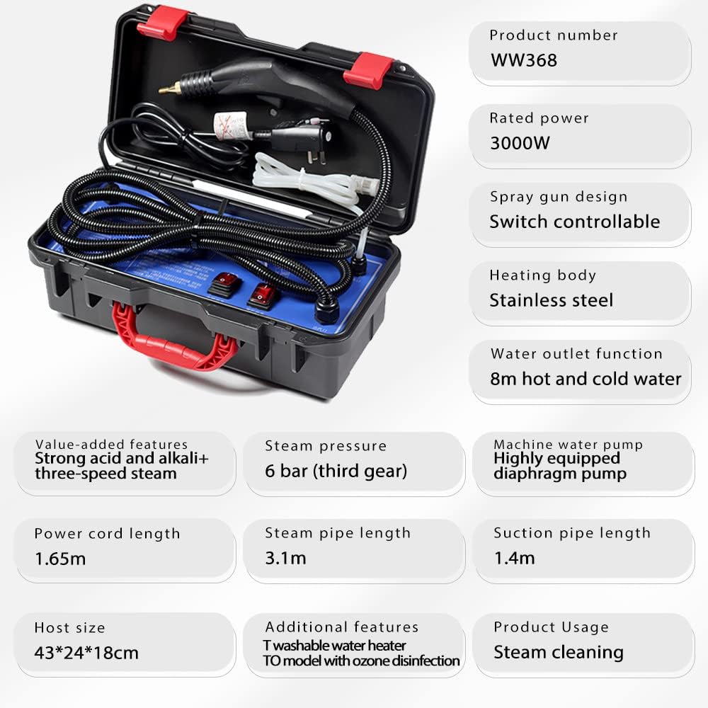 Handheld Steamer,3000W Commercial Household Steam Cleaner Air Conditioning Kitchen Hood Car Steaming Cleaner Used With Alkaline Cleaning