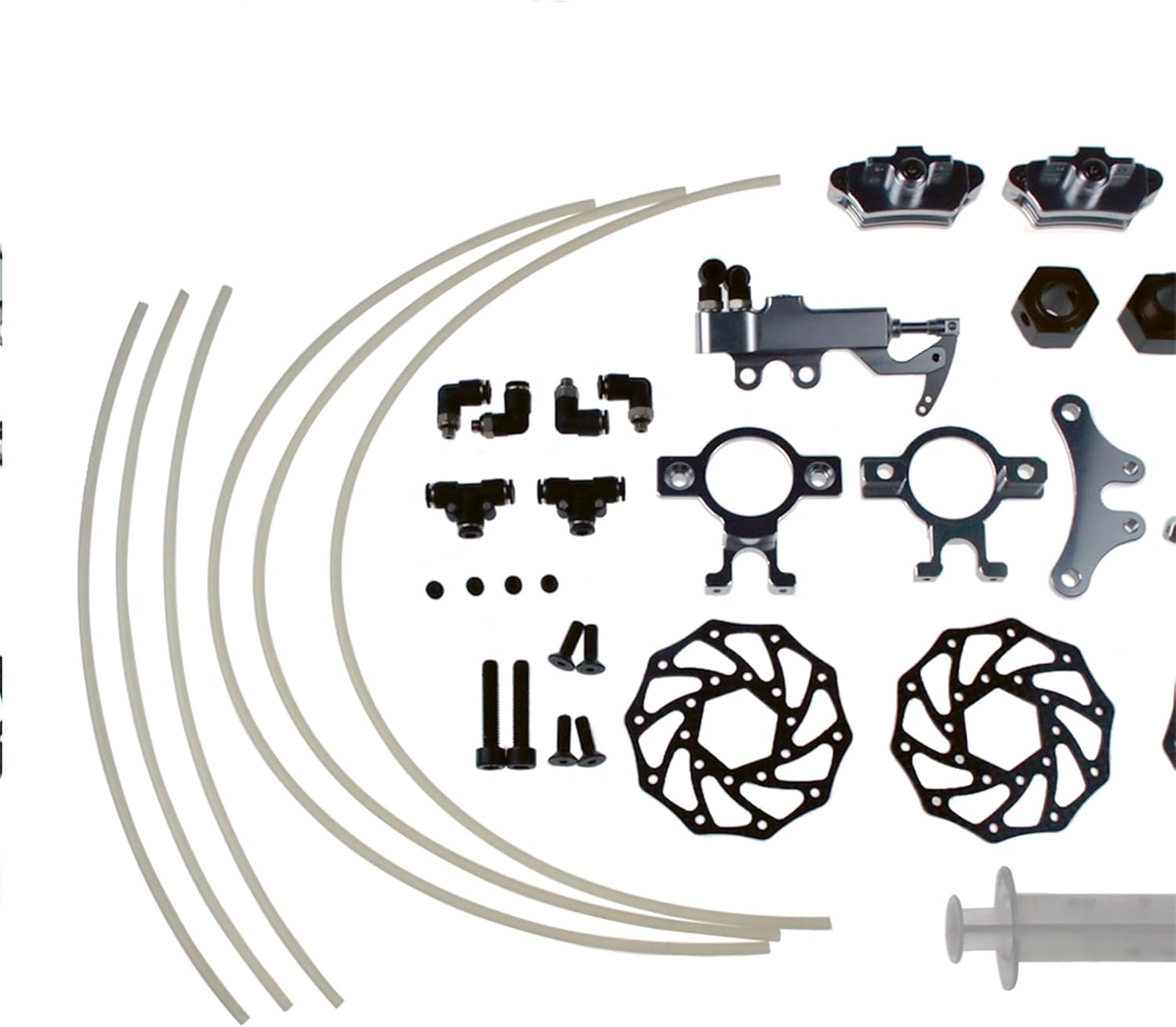 FLMLF 4 Wheel Hydraulic Disc Brake System Kit for 1/5 ROVAN ROFUN RF5 F5 MCD XS5 RR5 RC CAR Parts