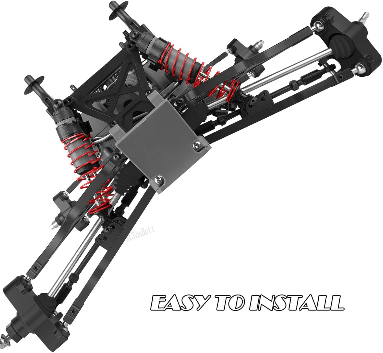 RC Alloy Suspension Arms&Steering Block Knuckle Arm&Shock Tower&Drive Shaft Axles&Push Rod Links&Steering Bellcranks Upgrades Part for 1/10 T-Maxx/E-Maxx,Driveshafts Hops Up,Black