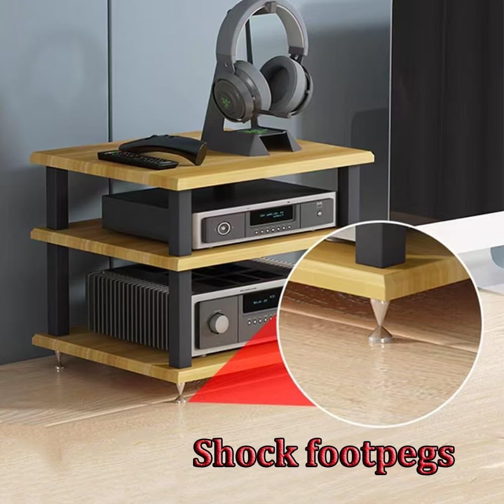 OGMOYT Audio Rack Small Desktop Media Console Stand Stereo Components Cabine Audio Video Tower Desk Shelf For Amplifier Speaker Record