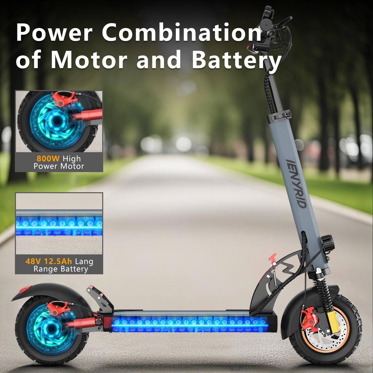 A1 Electric Scooter for Adults,800W High Motor Up to 28MPH&25Miles Long Range Commuting Electric Scooter,10