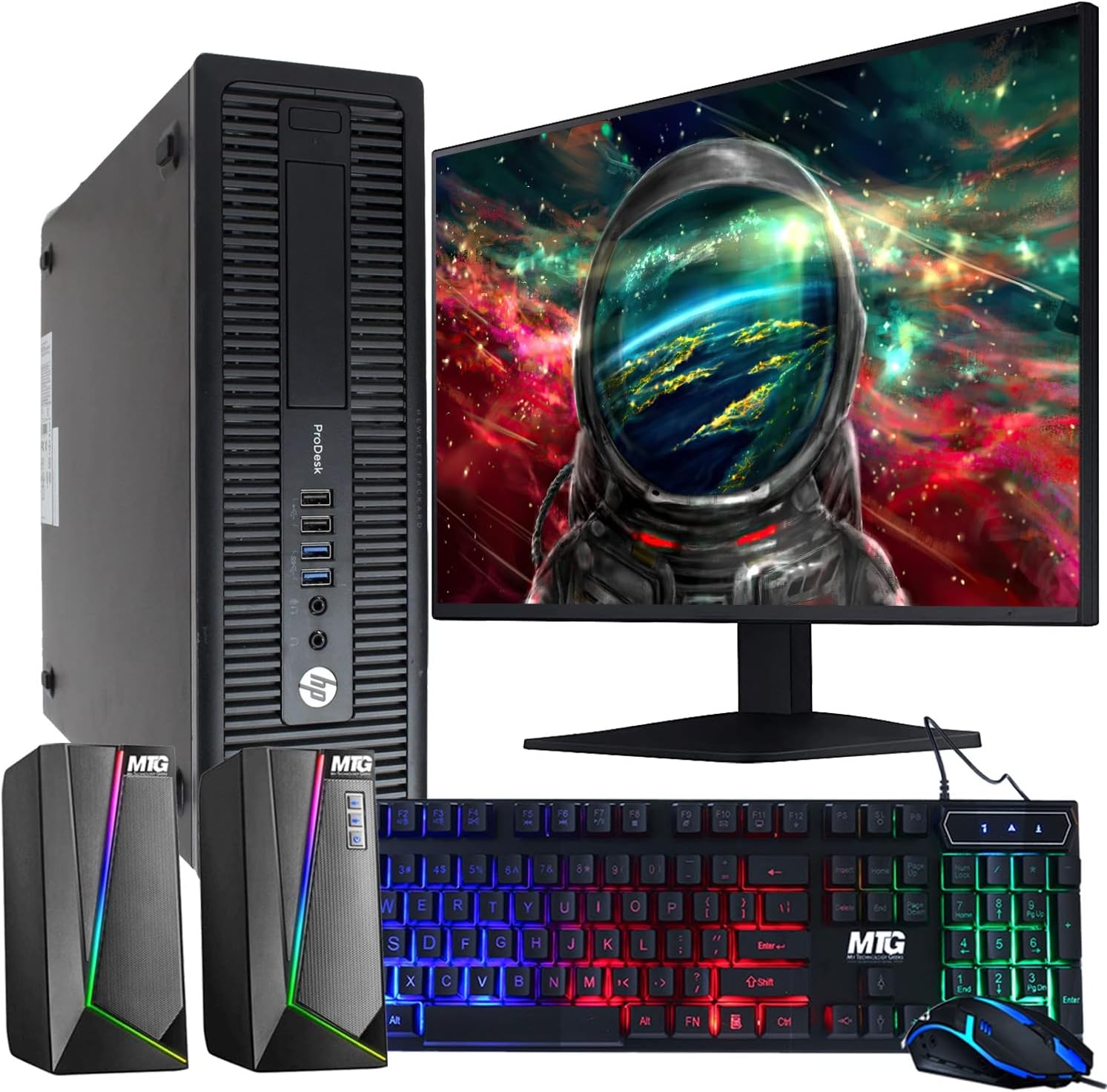 HP Elite 800G1 Desktop Computer PC, Intel Core i7 4th Gen Processor, 8GB RAM, 2TB, HDD, MTG New 22 inch Monitor, RGB Speaker and Keyboard Mouse, WiFi Windows 11 64-Bit (Renewed)