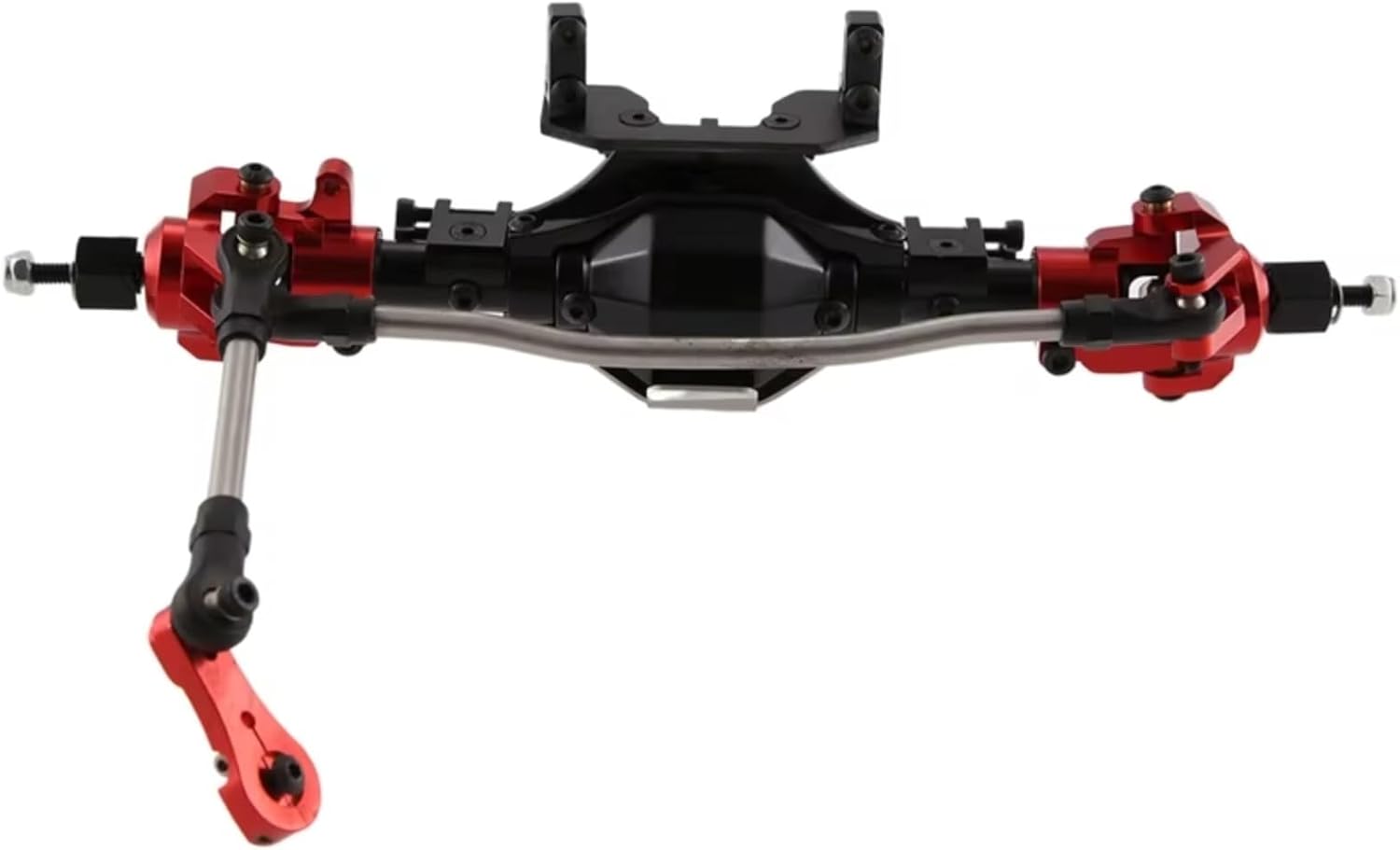 RC Axle For Axial For SCX10 II 90046 1/10 RC Car CNC Metal Front And Rear Axle With Servo Mount RC Crawler Car Upgrade Parts(Red)