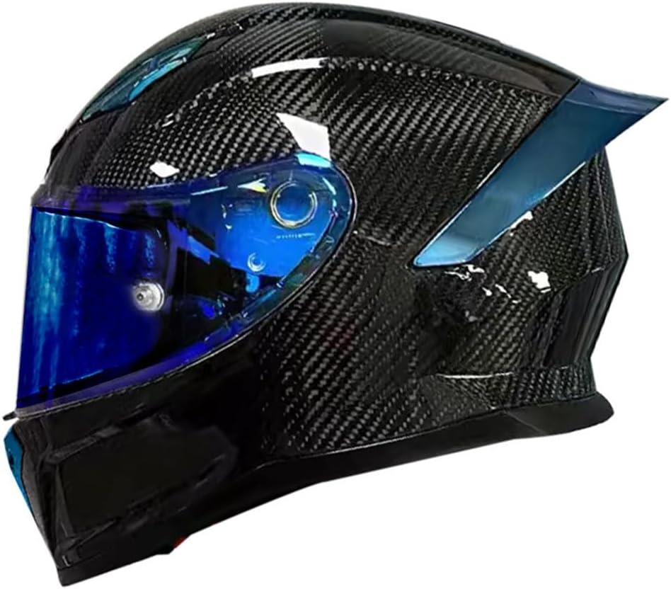 Carbon Fiber Integrated Full Face Motorcycle Helmet for Adult Men Women ,Off Road Motocross Dual Sport Anti-Fog Visor Helmet Motorbike Moped ATV Cruiser Helmet DOT Approved