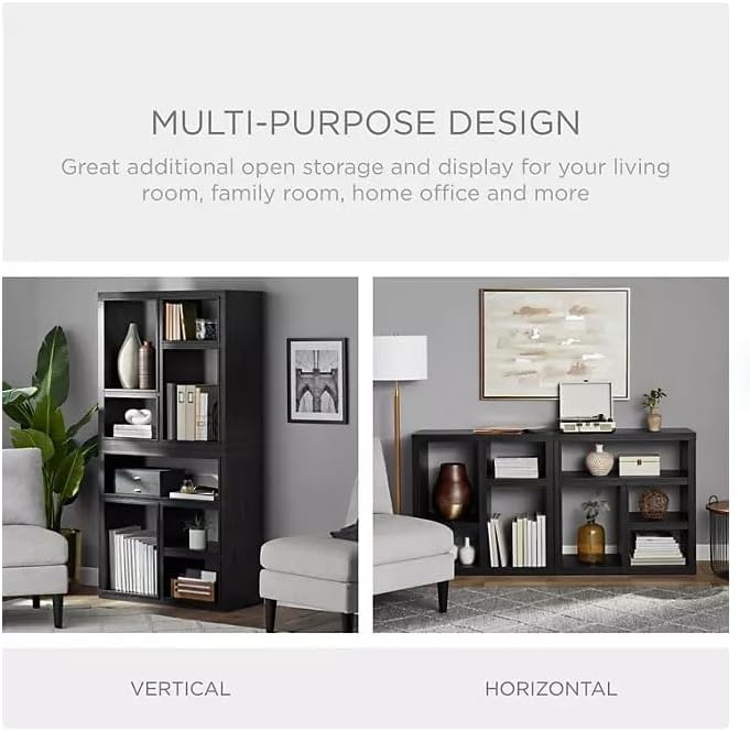 Durable Wood Stackable Modular Bookcase, Charcoal