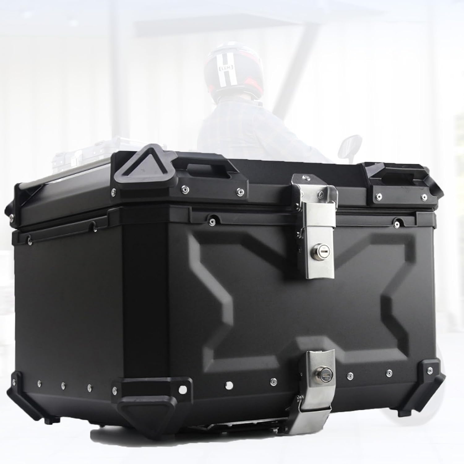Storage Luggage Trunk,Motorcycle Top Box, Waterproof Motorcycle Top Box,Aluminum Tail Storage Tool Helmet Box,Waterproof and Shock Absorption,for Motorcycle Scooter with Mounting Hardware (Color