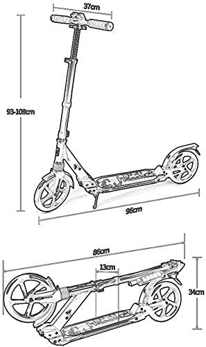 Scooters Kick Scooter for Adults Kids Adult Scooters with Folding Handle Portable Commuter Scooters with Big Wheels Birthday Gifts for Adults/Teens/Kids Up to 100kg Non-Electric (Color : White)