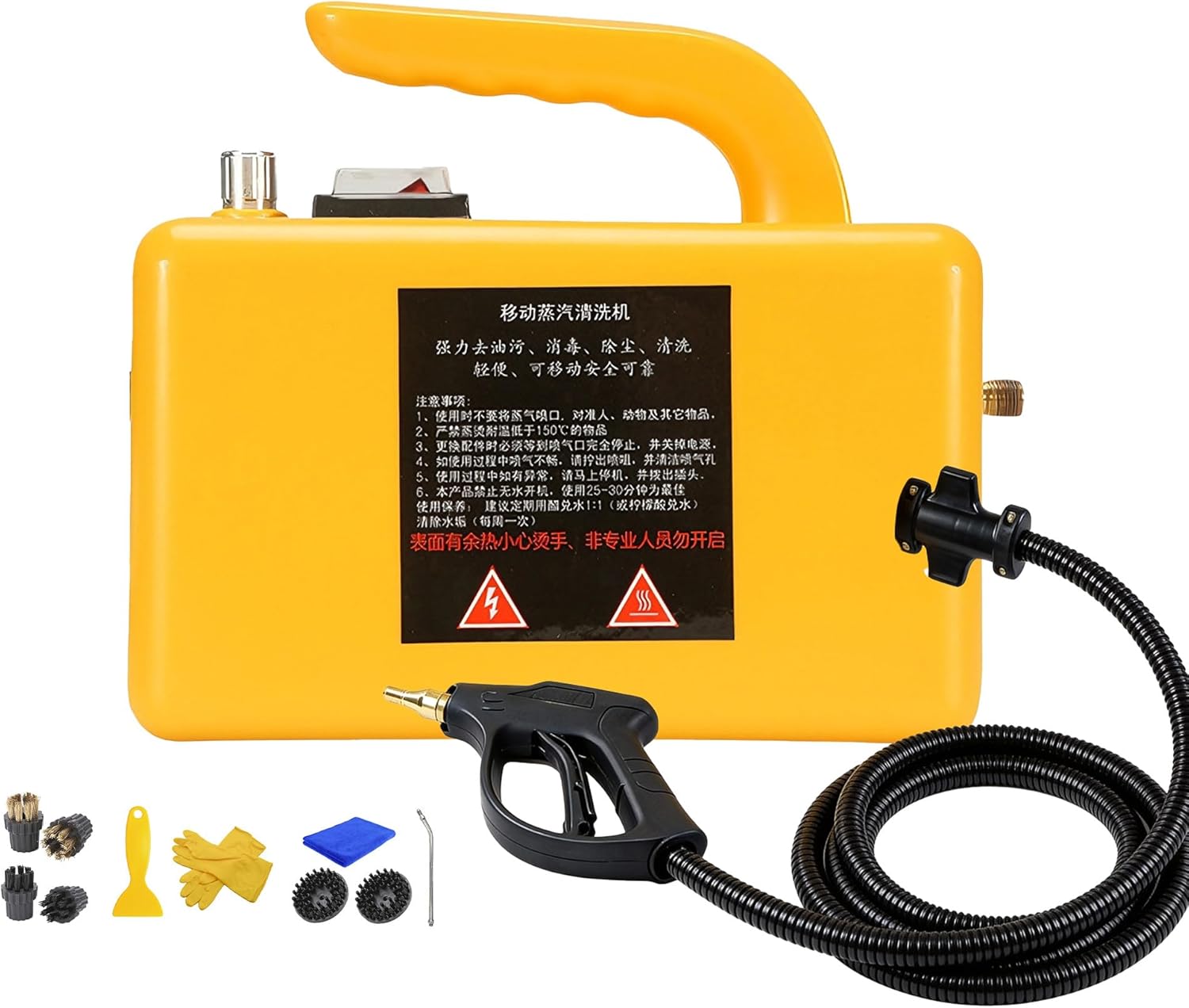 ZHDANB 2600W steam Cleaner Machine, steam Cleaner for car, Adjustable steam, 20s Quick Heat-Up, Includes 6 Brush Heads, steam Cleaner with Accessories, for Kitchen,Car,Grout HandleControl-110V