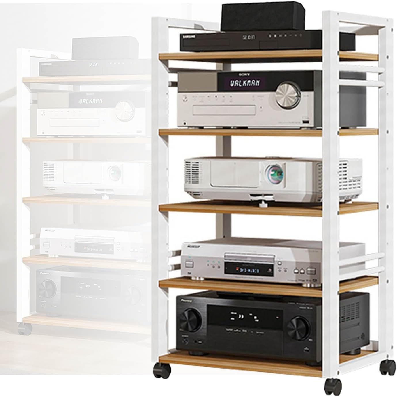 YLQFGUVWK Mobile 5 Tier Stand Media Player CD DVD Rack