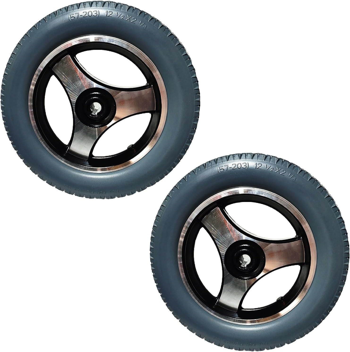 12 Inch Replacement Wheelchair Rear Wheels, 12 ½x2 ¼ PU Solid Wheelchair Tires Assembly with 11/16