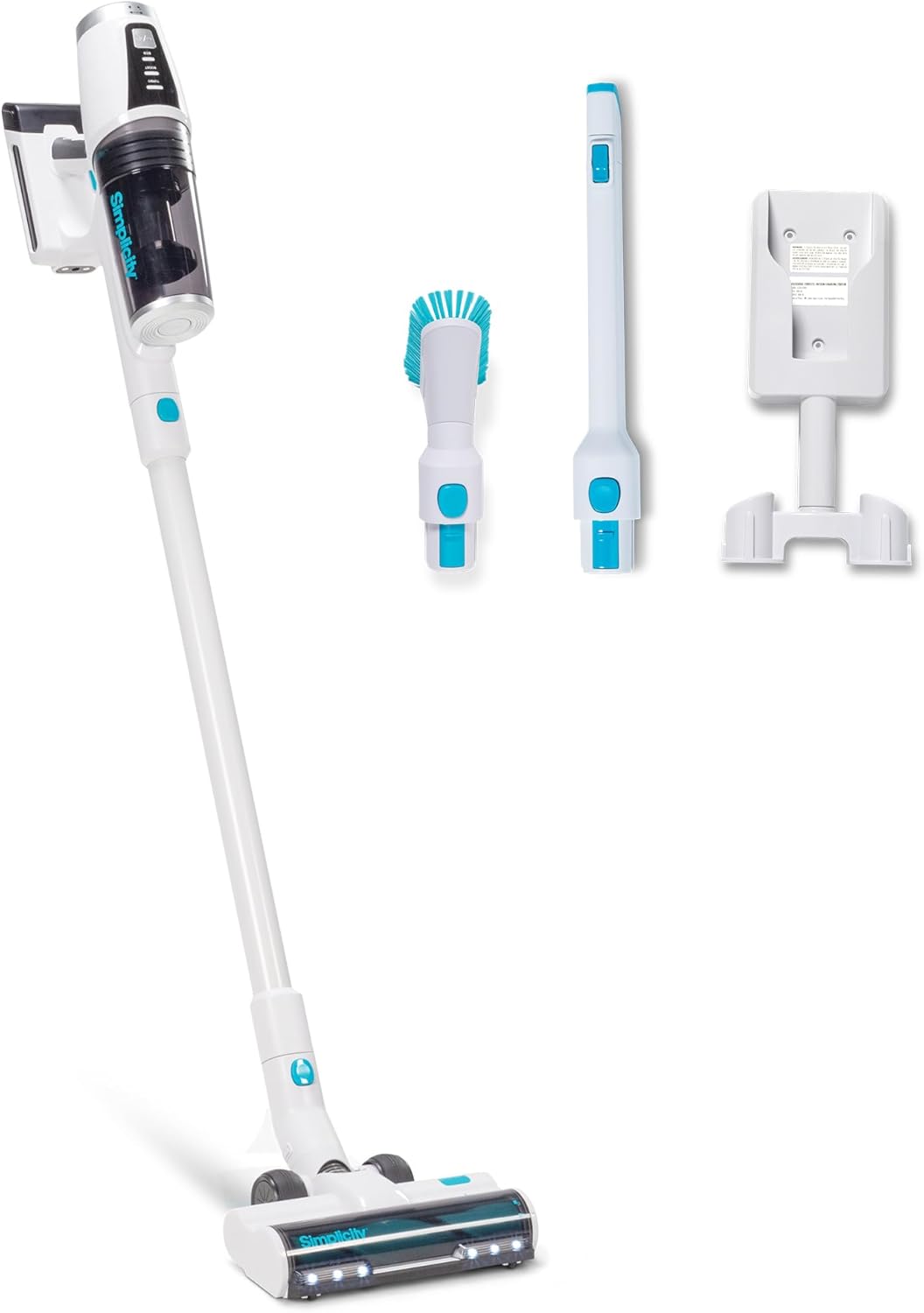 Simplicity Vacuums Stick Vacuum Cordless Rechargeable S67, Lightweight Household Vacuum Cleaners for Pet Hair with 3 Speeds, Multi-Surface Use, HEPA Filter Media, 35 Min Runtime, LED Light, Wall Mount