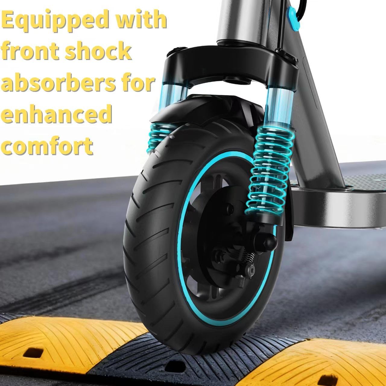 Front-Suspension Electric Scooter for Adults, 500W Motor, Top 19 MPH/20 Miles Maximum Range, 8.5-Inch Tires, Foldable Adult E-Scooter, Portable Electric Scooter, with App and Cruise Control