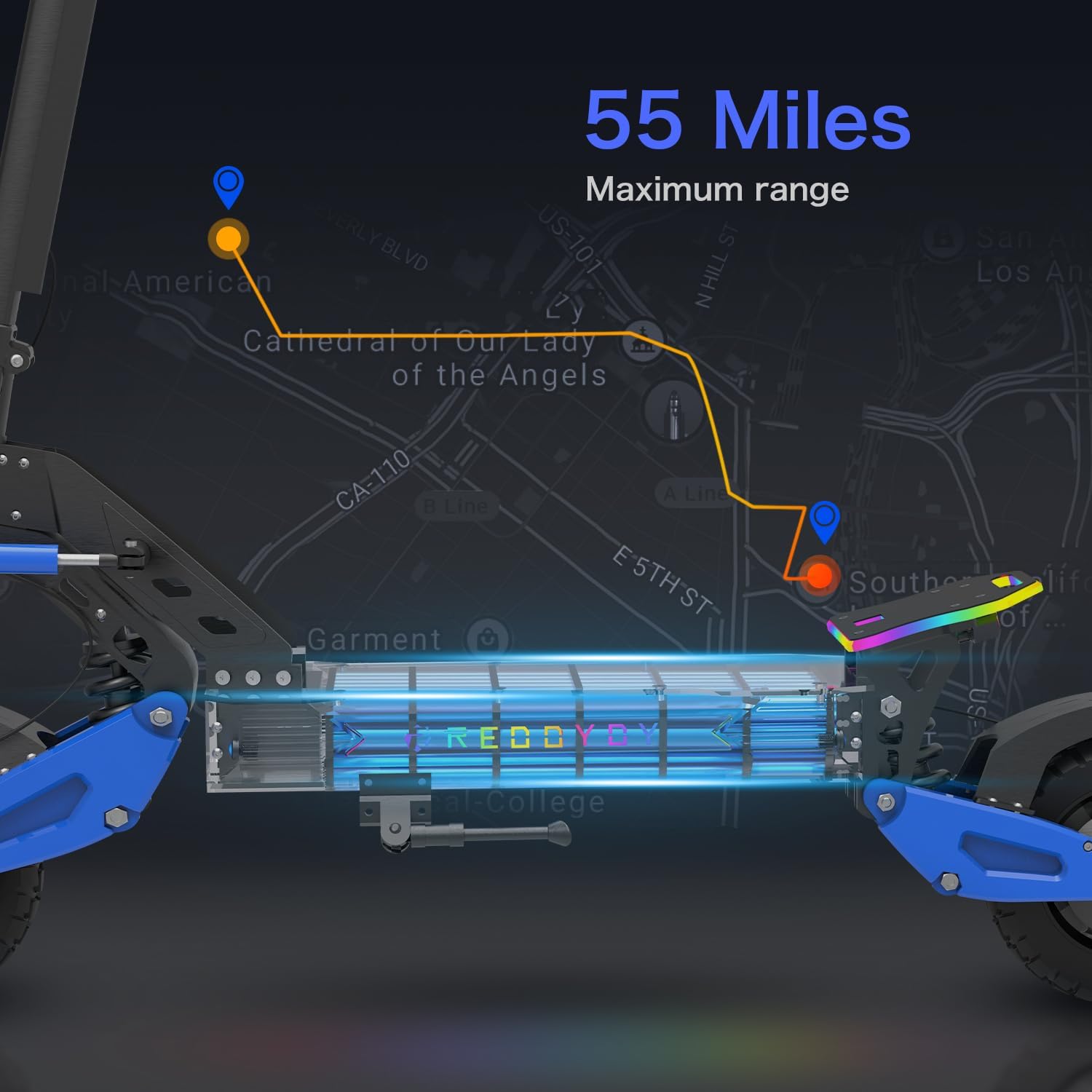 RD2 Electric Offroad Scooter - 40-50 MPH Fastest Dual Motor Adult Scooter, 5000W Peak, 55-Mile Long Range, 10.5