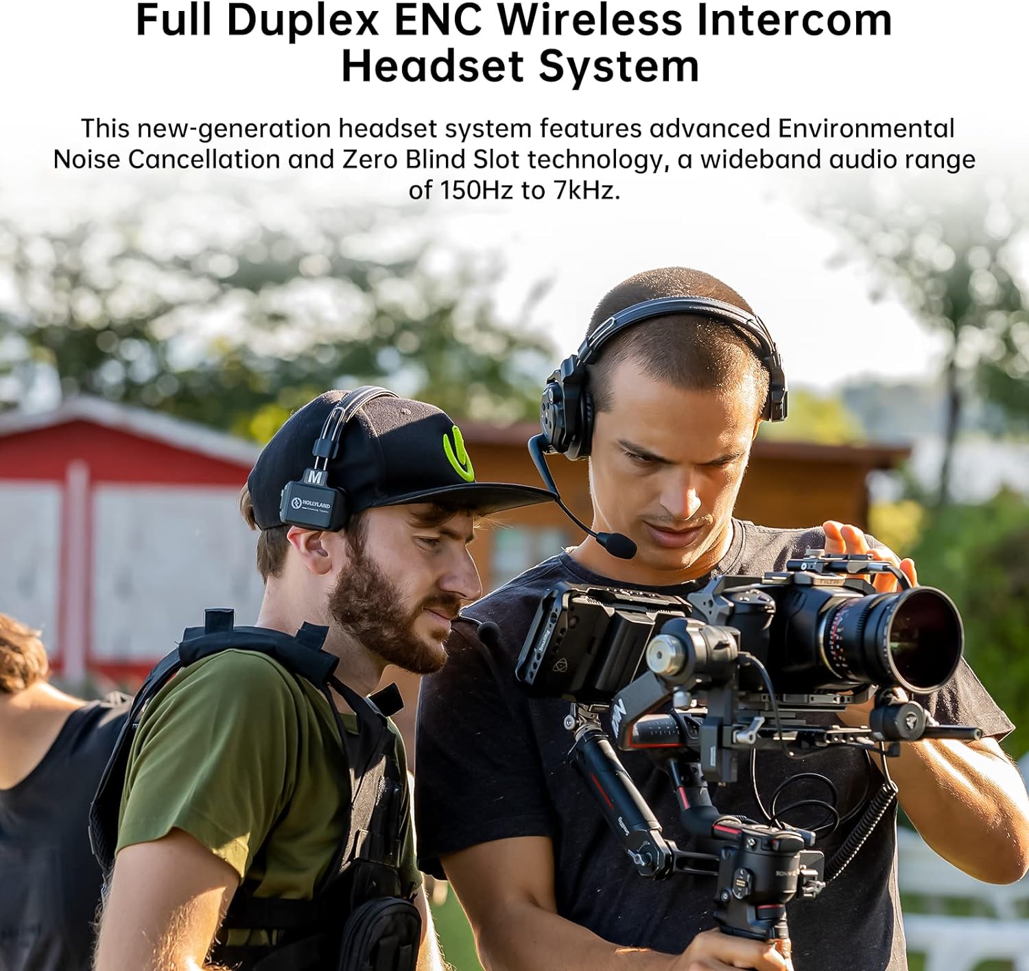 Hollyland Solidcom C1 Pro Wireless Intercom Headset System ENC Noise Cancellation Full Duplex 8-Person 1100ft Team Communication with PTT Mute Single Ear Headset for Church Drone TV Film Production