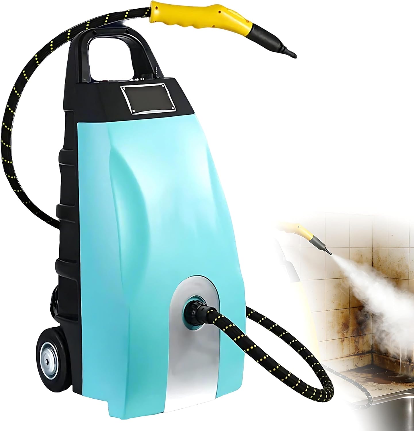 QIUNAOZI Multipurpose Steam Cleaner, 2500w/3500w Steam Ozone Cleaner, Car Steam Wash Machine, with Continuous Steam, Adjustable Steam Output, Suitable for Cleaning Cars/Grease/Tile Grout, Etc Blue
