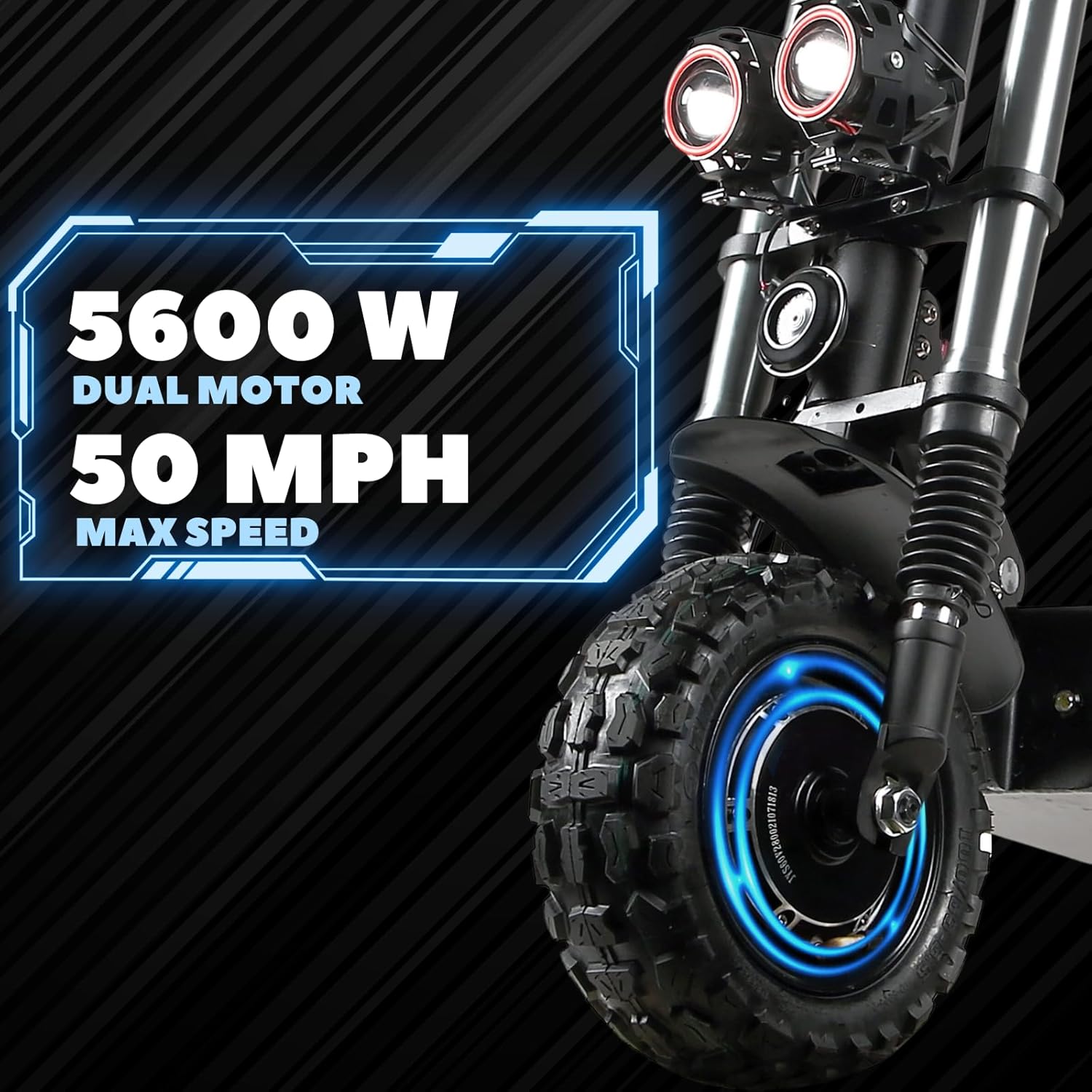 Electric Scooter Adult K8 6000w Dual Motor, Max Speed 50MPH Range 70 Miles, 12 Inch Street Tires Commuter Dual Suspension E-Scooter with Seat and RGB Light