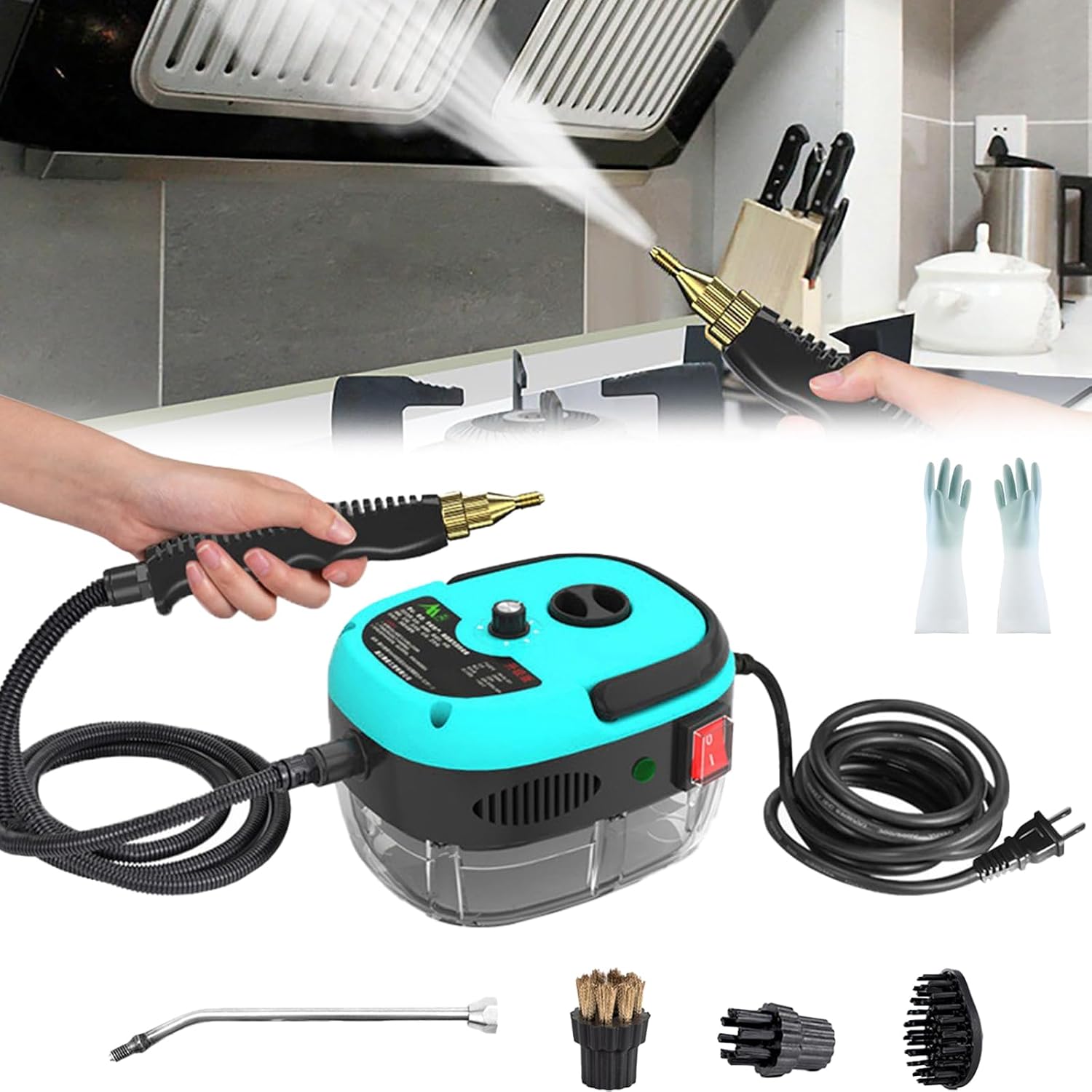 Muntuni 2500W Handheld Steam Cleaner - High-Pressure Portable Steamer for Fur, Car & Home - High-Temperature Pressurized Cleaning Solution (Blue)