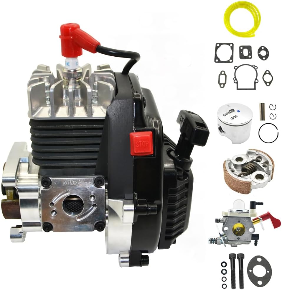 34cc CNC Crankcase Intake 1/5 Scale 2-Stroke Gasoline RC Engine Compatible with Walbro 1191 Carburetor and NGK Spark Plug Fit for Baja HPI Losi Redcat Rovan Compatible with All 1/5 RC car