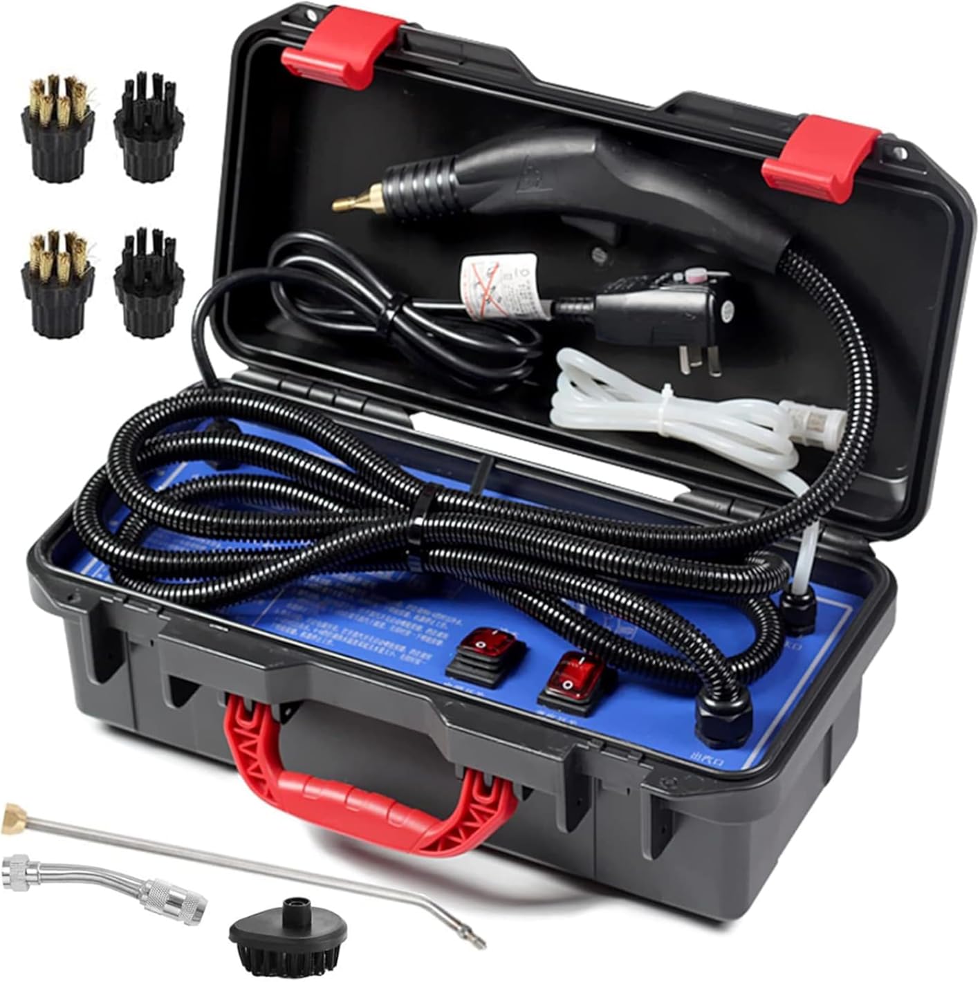 NUHSLF Professional Handheld Steam Cleaner, High Temperature 1500W Portable Steamer for Heavy Duty Cleaning, Tankless Design with 8 Accessories