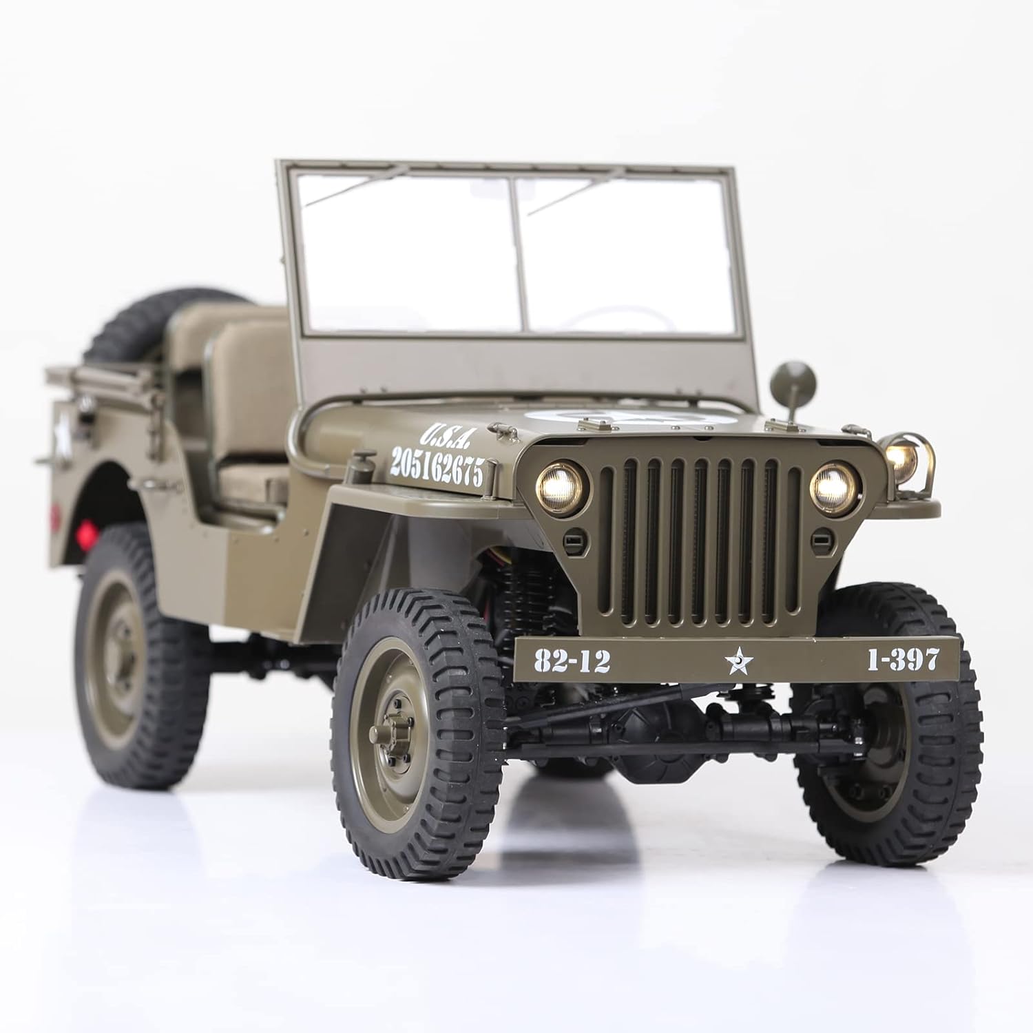 RocHobby 1/6 1941 MB Scaler RC Car, 4x4 Hobby Grade RC Car Mini RC Rock Crawler Military, 2.4Ghz RC Truck with 550 Brushed Motor, LED Lights for Adults Without Battery and Charger