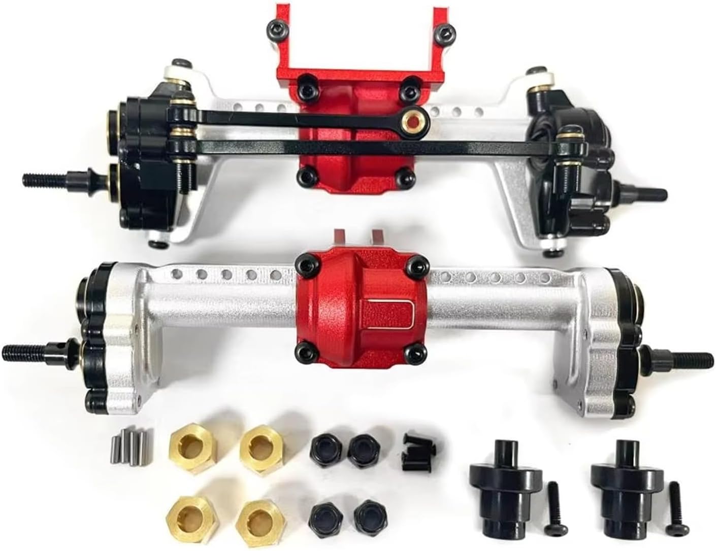 Compatible with FMS for FCX24 1/24 RC Crawler Car Upgrade Parts RC Replacement Accessories Front Rear Portal Axle Assembly RC Car Part Accessories(Silver)