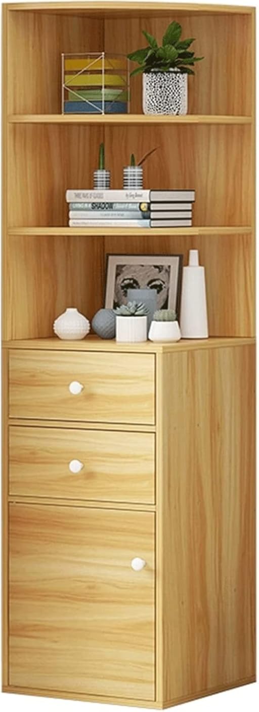 ABGRC Bookcase Bookcase Modern Bookshelf with Closed Locker Floor Standing Bookcase Organizer Display Shelf Multiple Storage Compartments Stable