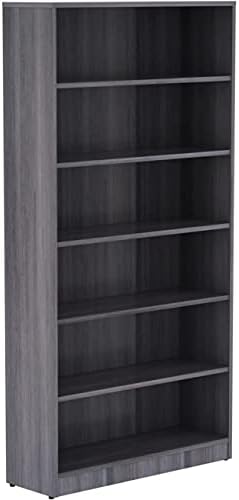 Weathered Charcoal Laminate Bookcase, Charcoal Gray - 72 x 36 x 12 in.