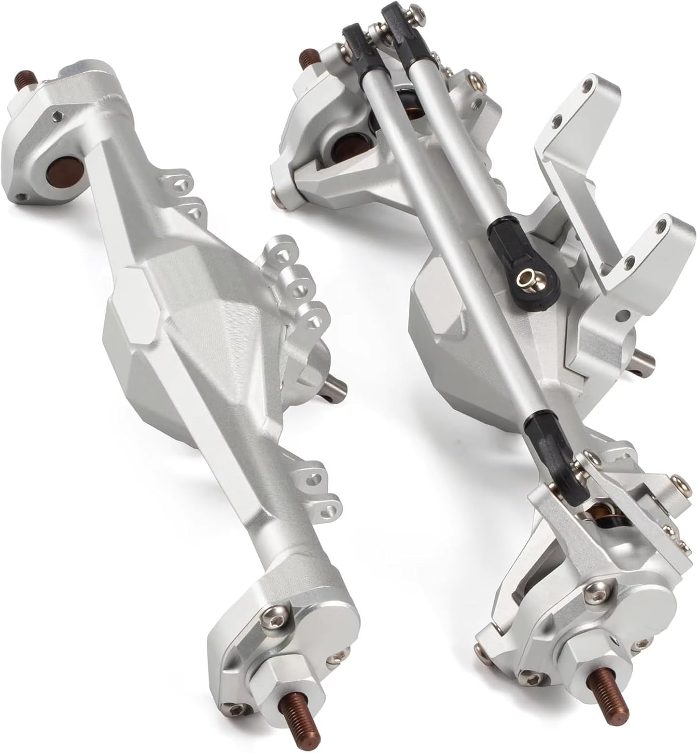 RC Axle Models For Axial For SCX10 II 90046 For Vanquish VS4-10 1/10 Aluminum F9 Portal Axle Front And Rear Servo Mount RC Crawler Chassis(Gray,1set)