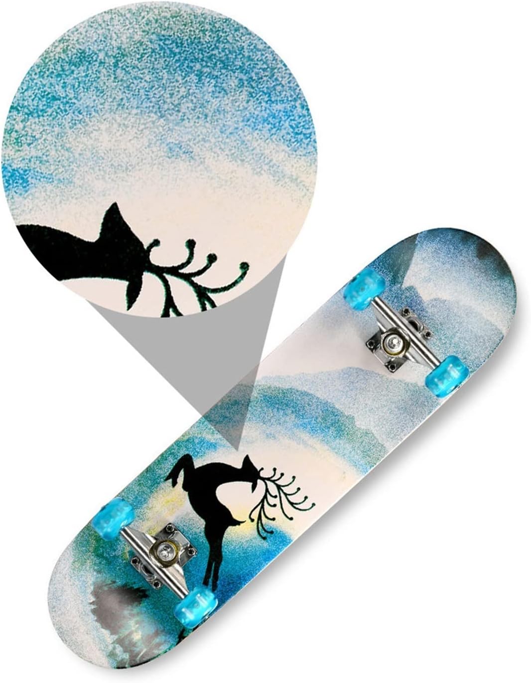 Skateboard 31 Inch Skateboard Wall Mount Suitable for Teenagers and Adults with LED Wheels