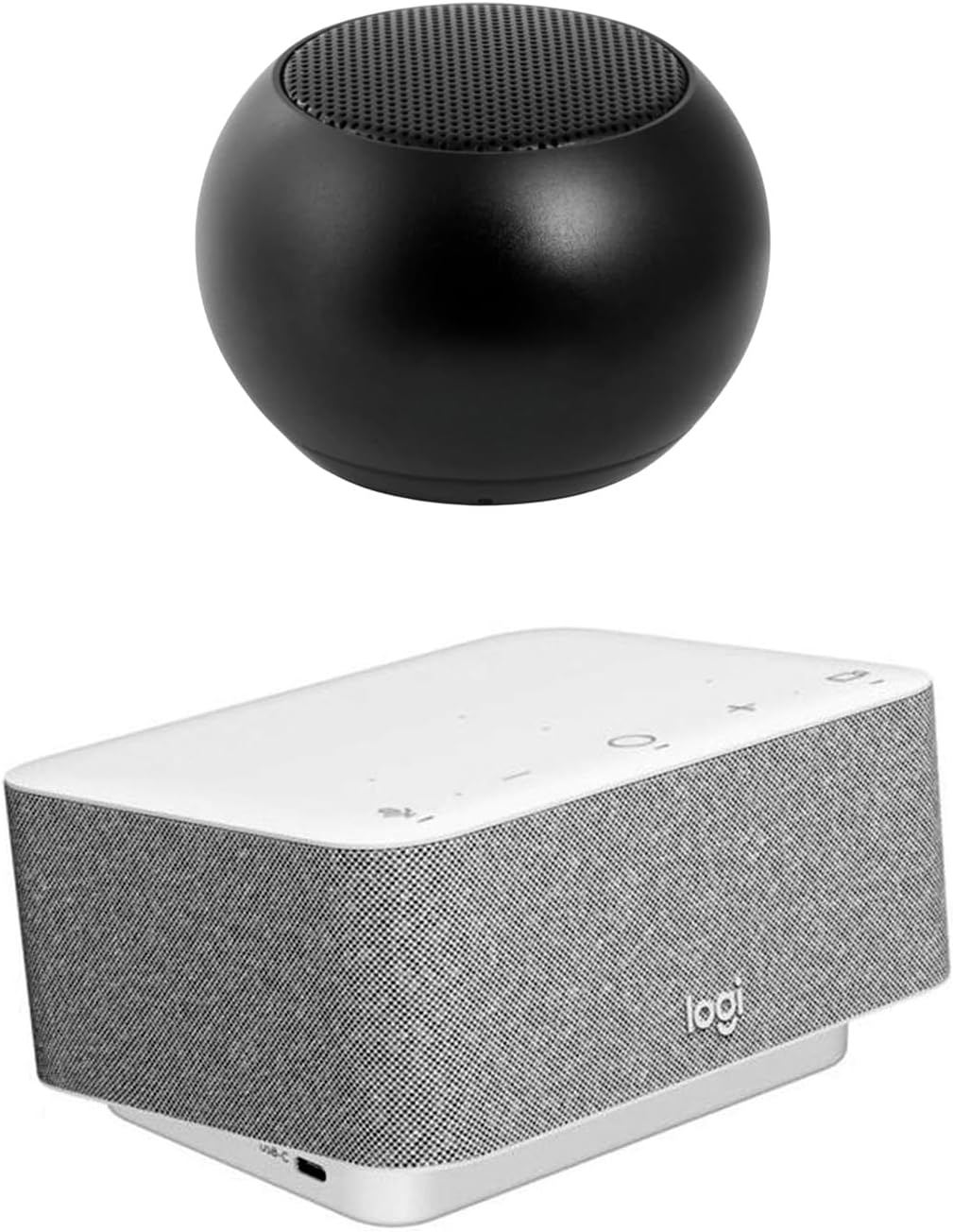 Logitech Docking Station 100W Dock in White, 4K Support and USB HubDesk Bundled with Bluetooth Mini U Speaker and Built-in Mic, 4 Hour Playback