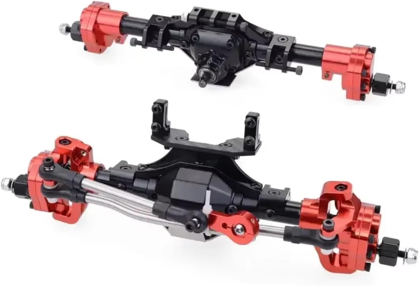 Compatible with Axial for SCX10 III 90046 90047 1/10 RC Crawler Cars Upgrade Parts Accessories Metal Front Rear Portal Axle RC Car Accessories(Black)