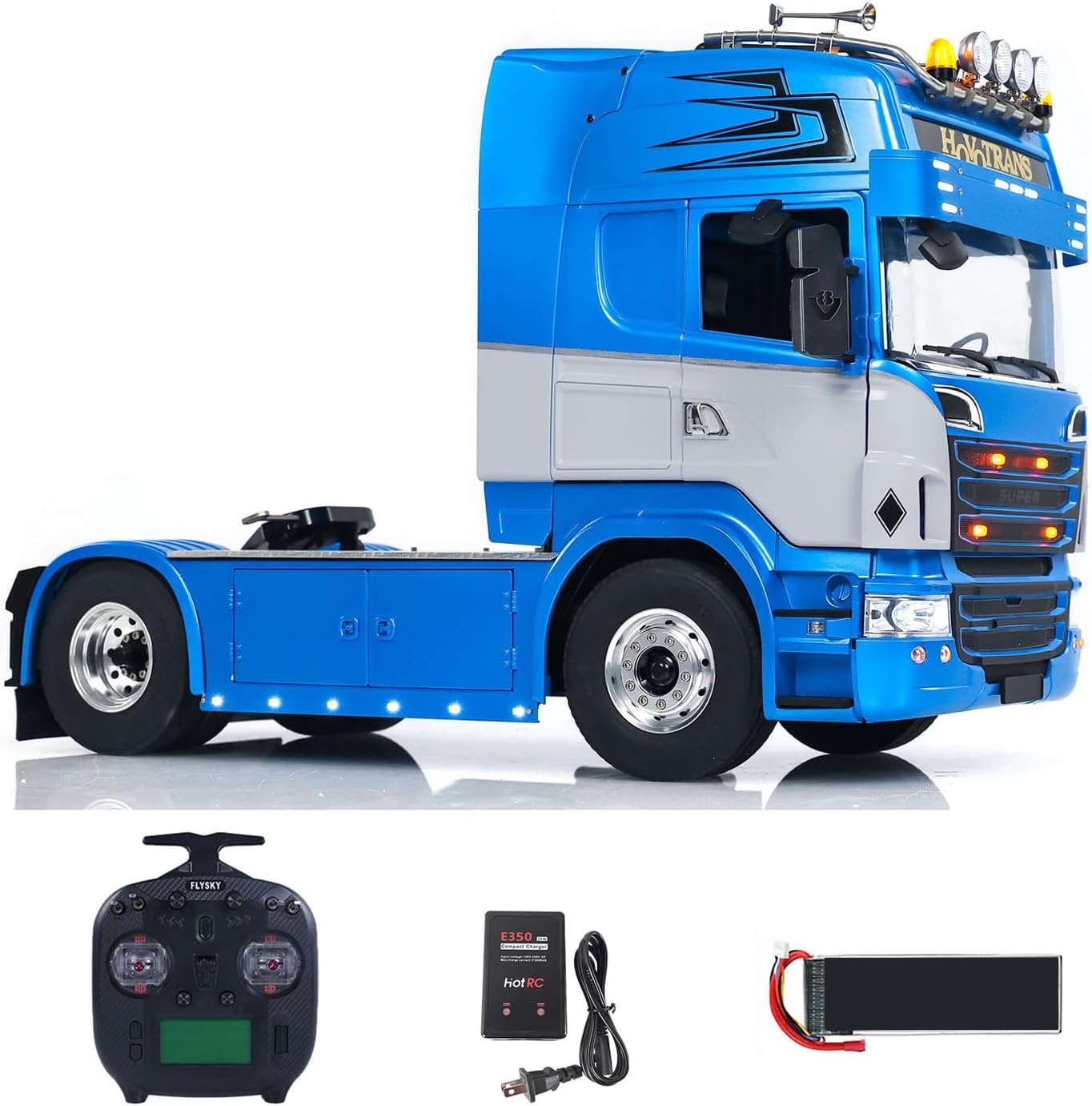 LESU 1/14 4X4 RC Tractor Truck RTR Remote Control Car Model Sound Light System Metal Chassis 4X4 All-Wheel Drive Differential Lock Two-Speed Transmission Truck Model