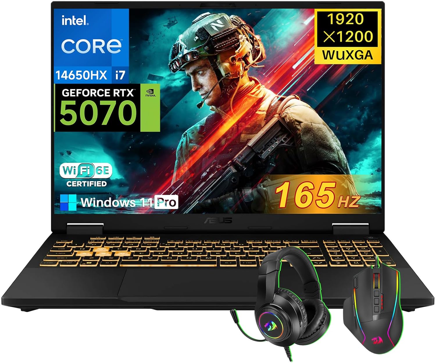 ASUS TUF F16 Gaming Laptop, NVIDIA GeForce RTX 5070, Intel Core i7 Processor 14650HX(Up to 5.2 GHz), 16