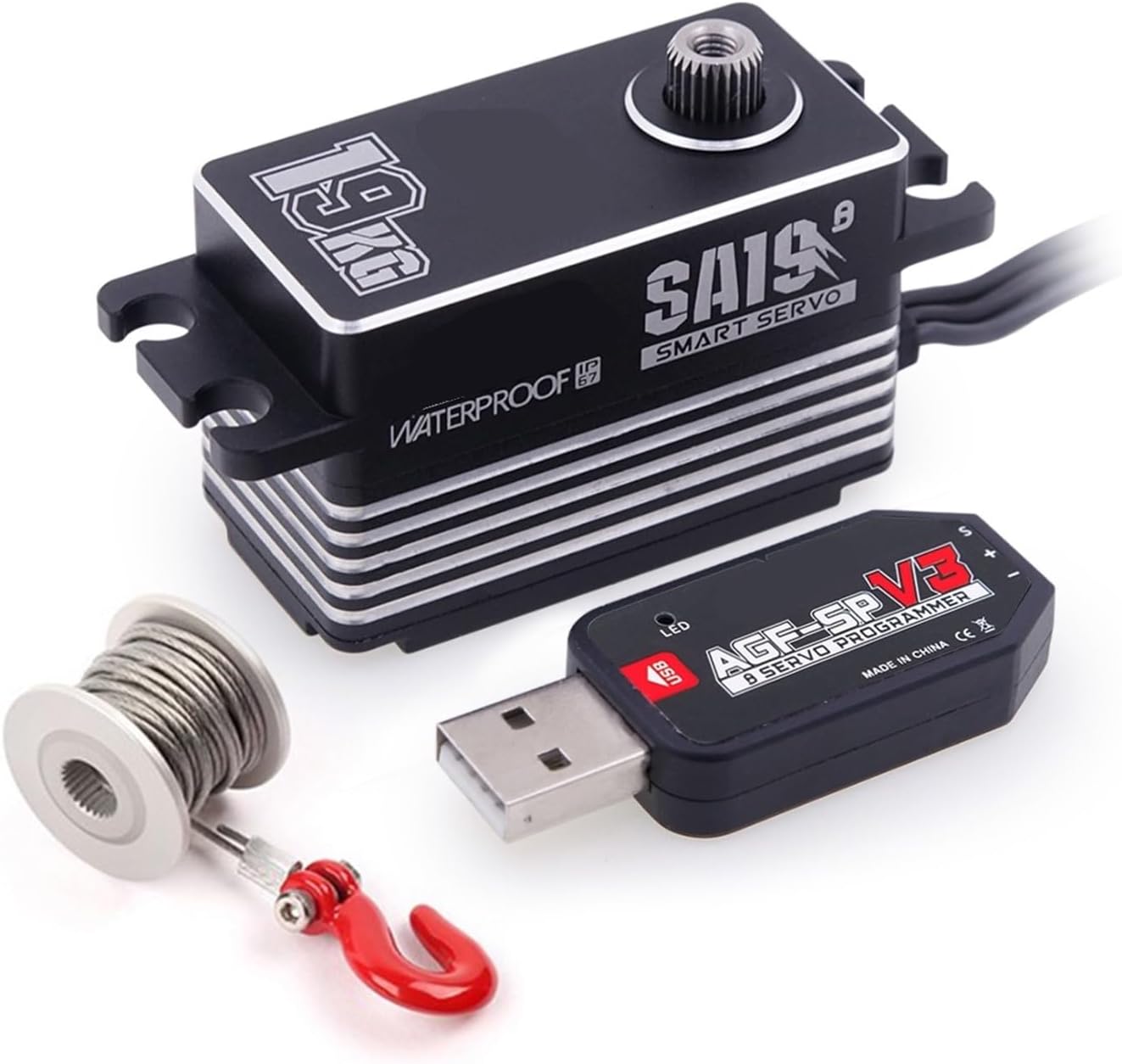 SA19 19KG Waterproof High Torque HV Low Profile Programmable Brushless Servo Winch Suitable for 1/10(Standard Mode Set 5)