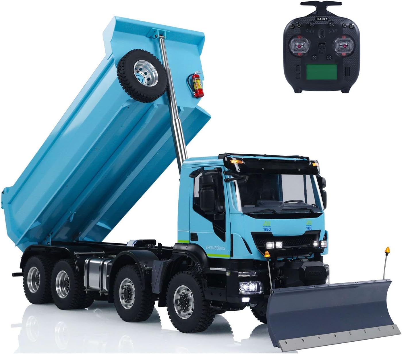 1/14 8X8 Metal Hydraulic RC Dump Truck 2-Speed Transmission Differential Lock Axles Remote Control Tipper Cars Snow Blade Hobby Grade Model Construction Vehicle Model
