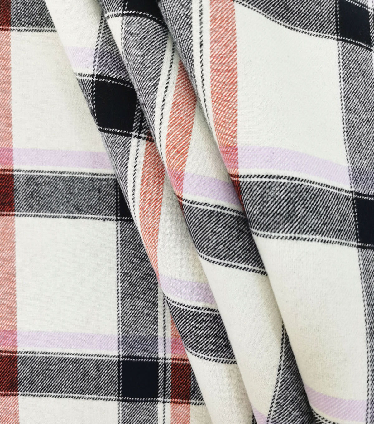 Black Grid Plaid & Orange Backed Sherpa Fabric