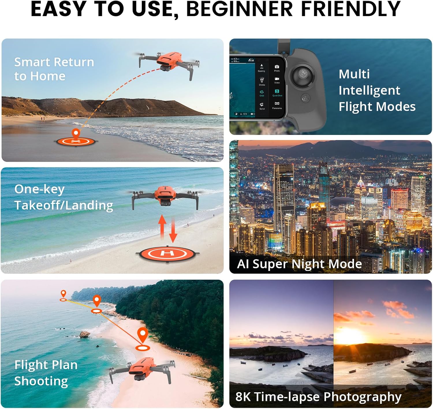 FIMI Mini 3 Drone with Camera for Adults 4K, Upgraded Imaging Module, 3-Axis Gimbal, 9KM HD Transmission, 4K/60fps 48MP Camera, AI Night Vision, Auto Return, Visual Tracking, 96min Flight