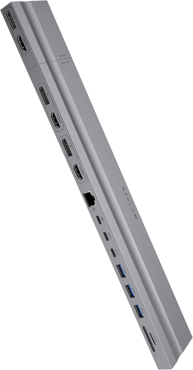 HyperDrive 4K Multi-Display Docking Station for 13”-16” MacBooks - USB C Docking Station w/ 15 Ports, Ergonomic, Driverless Setup