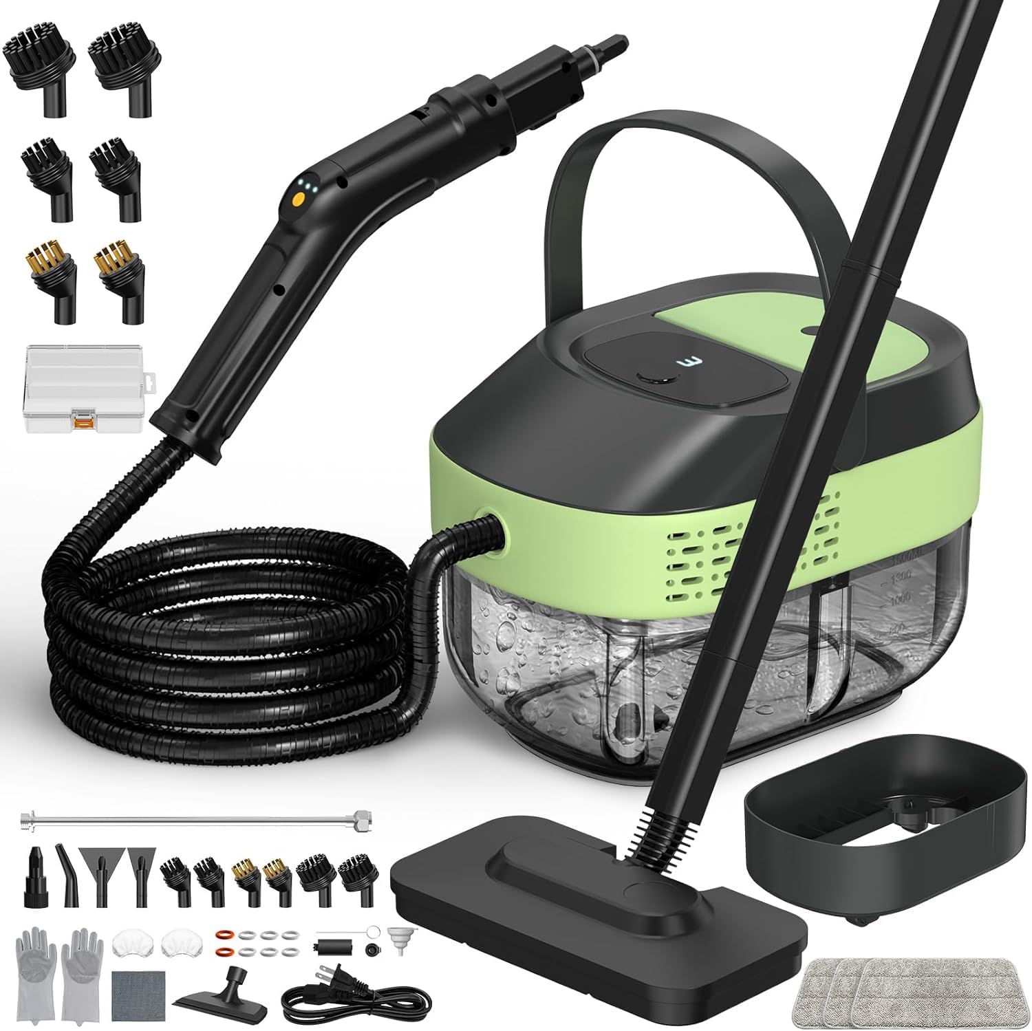 14 IN 1 Steam Mop, 1.6L Detachable Handheld Steam Cleaner with 43 Accessories, 2500W Multipurpose Steamer Cleaning for Home,Floors,Tile,Grout,Upholstery,Carpet,Car,15S Fast Heat-Up