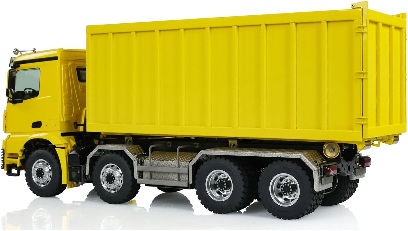 1/14 8X8 LESU Hydraulic RC Dump Truck Roll On/Off Metal Waste Bin Tipper Cars 2-Speed Transmission Lock Differential Light Sound System Hobby Grade Model